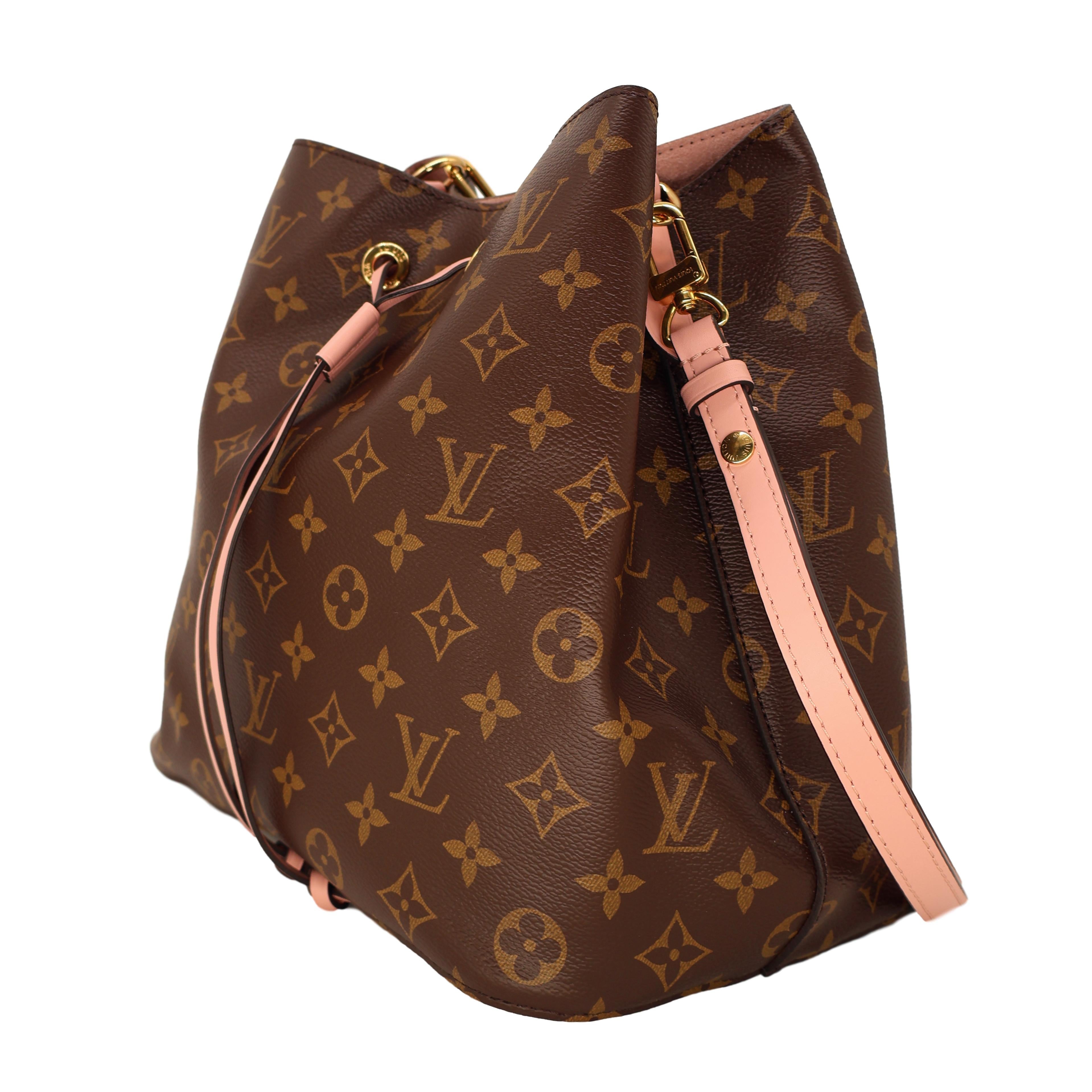 Brown Louis Vuitton “NéoNoé” Monogram Rose Poudre Leather Shoulder Bucket Bag, 2017. For Sale