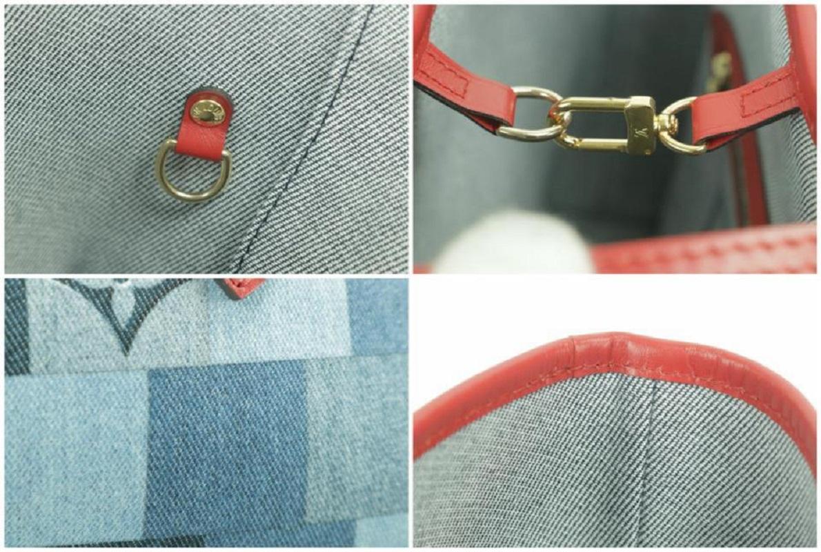 Louis Vuitton Neverfull 850000 Blue X Red Monogram Denim Patchwork Tote 3