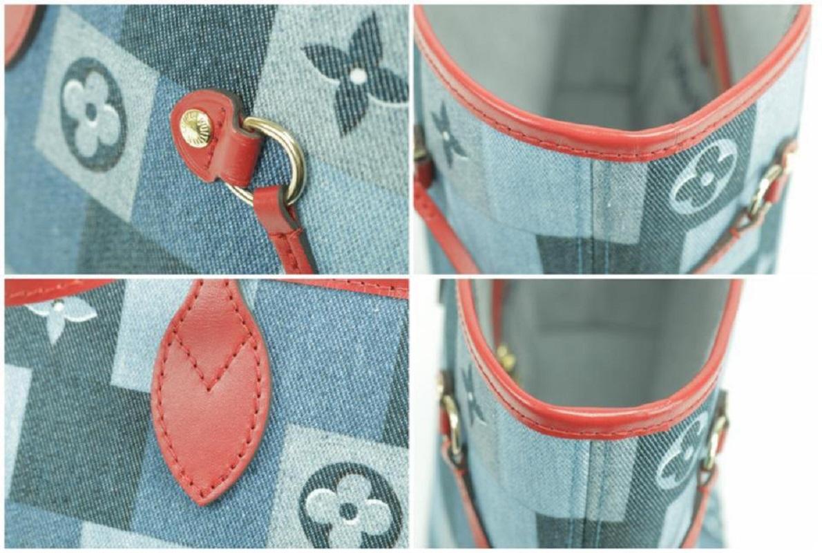 Louis Vuitton Neverfull 850000 Blue X Red Monogram Denim Patchwork Tote For Sale 1