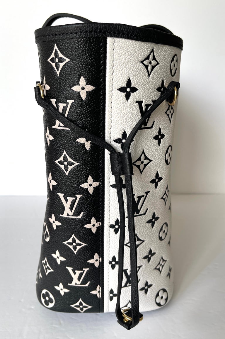 Louis Vuitton Amplant Bicolor Neverfull Mm M46103 Pouch Black White Tote Bag