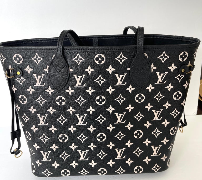 Louis Vuitton Neverfull Black White Empriente Leather M46103 NEVERFULL MM  at 1stDibs