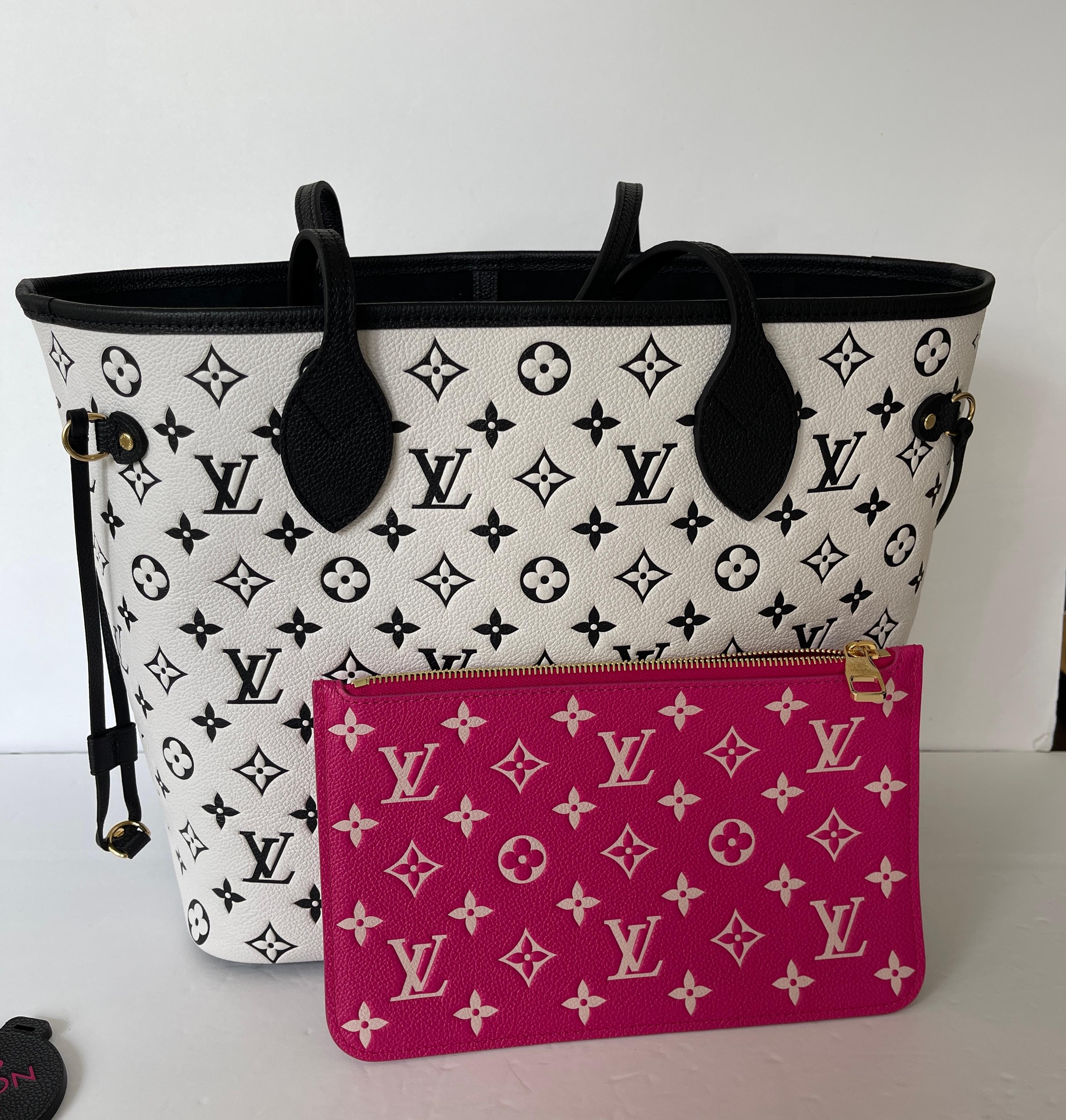 Louis Vuitton Neverfull Black White Empriente Leather M46103 NEVERFULL MM In New Condition In West Chester, PA