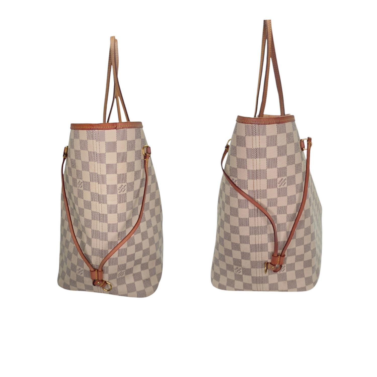 Brown Louis Vuitton Neverfull Damier Azur GM Tote Rose Ballerine For Sale