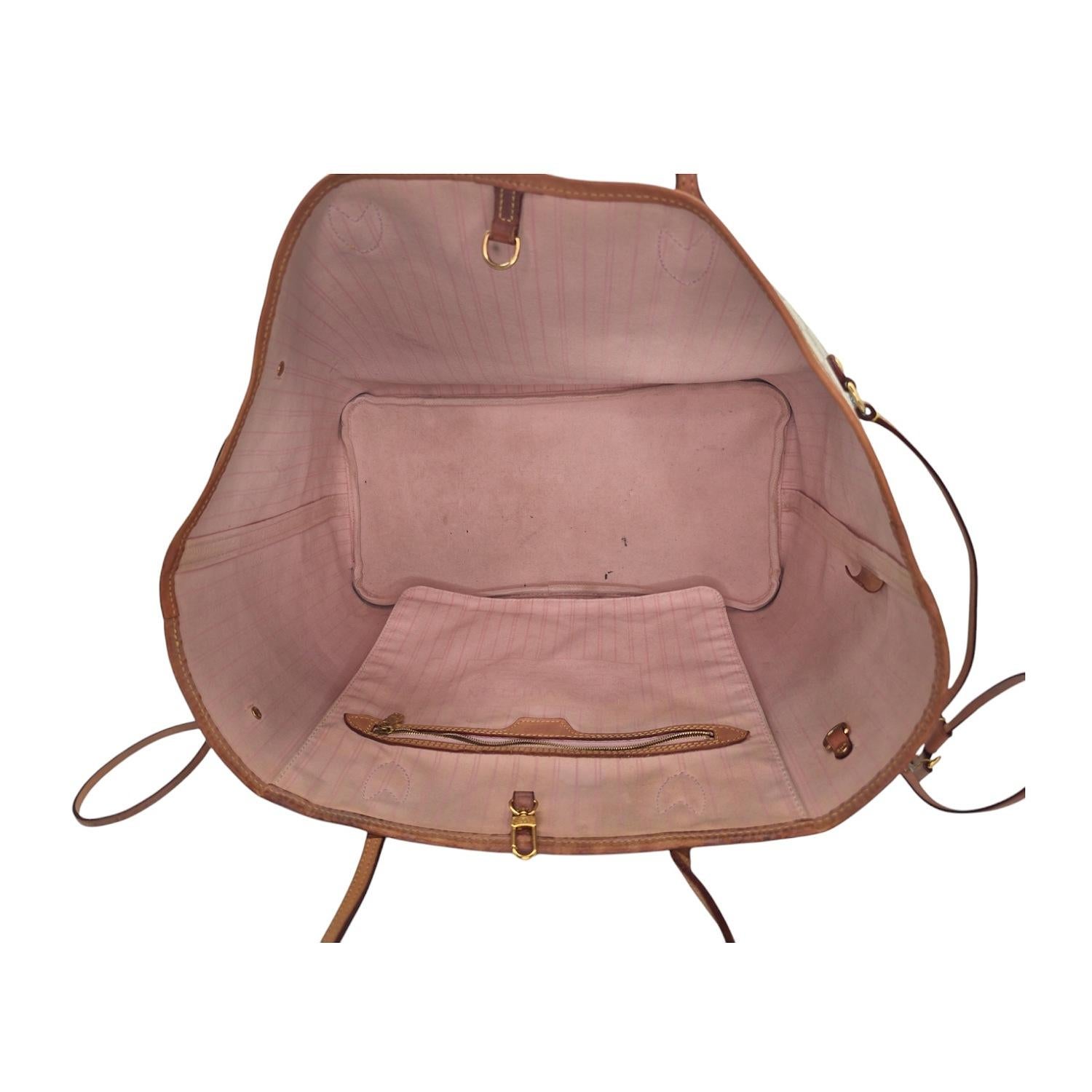 Louis Vuitton Neverfull Damier Azur GM Tote Rose Ballerine For Sale 1