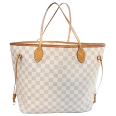 Louis Vuitton Neverfull Damier Azur Mm 868961 White Coated Canvas Tote