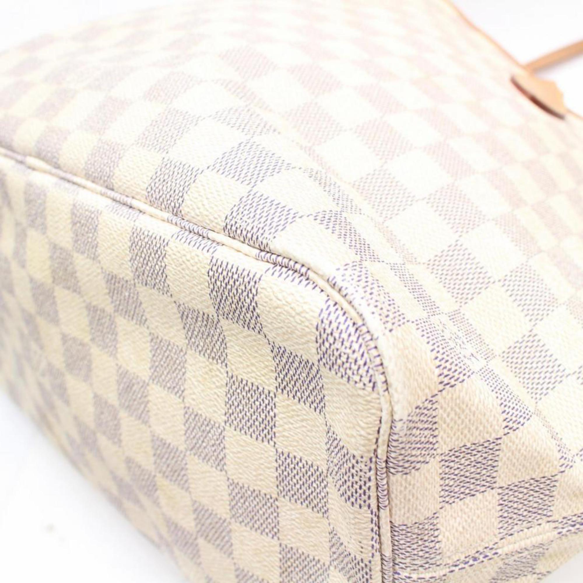 Louis Vuitton Neverfull Damier Azur Mm 869418 Whites Coated Canvas Tote For Sale 8