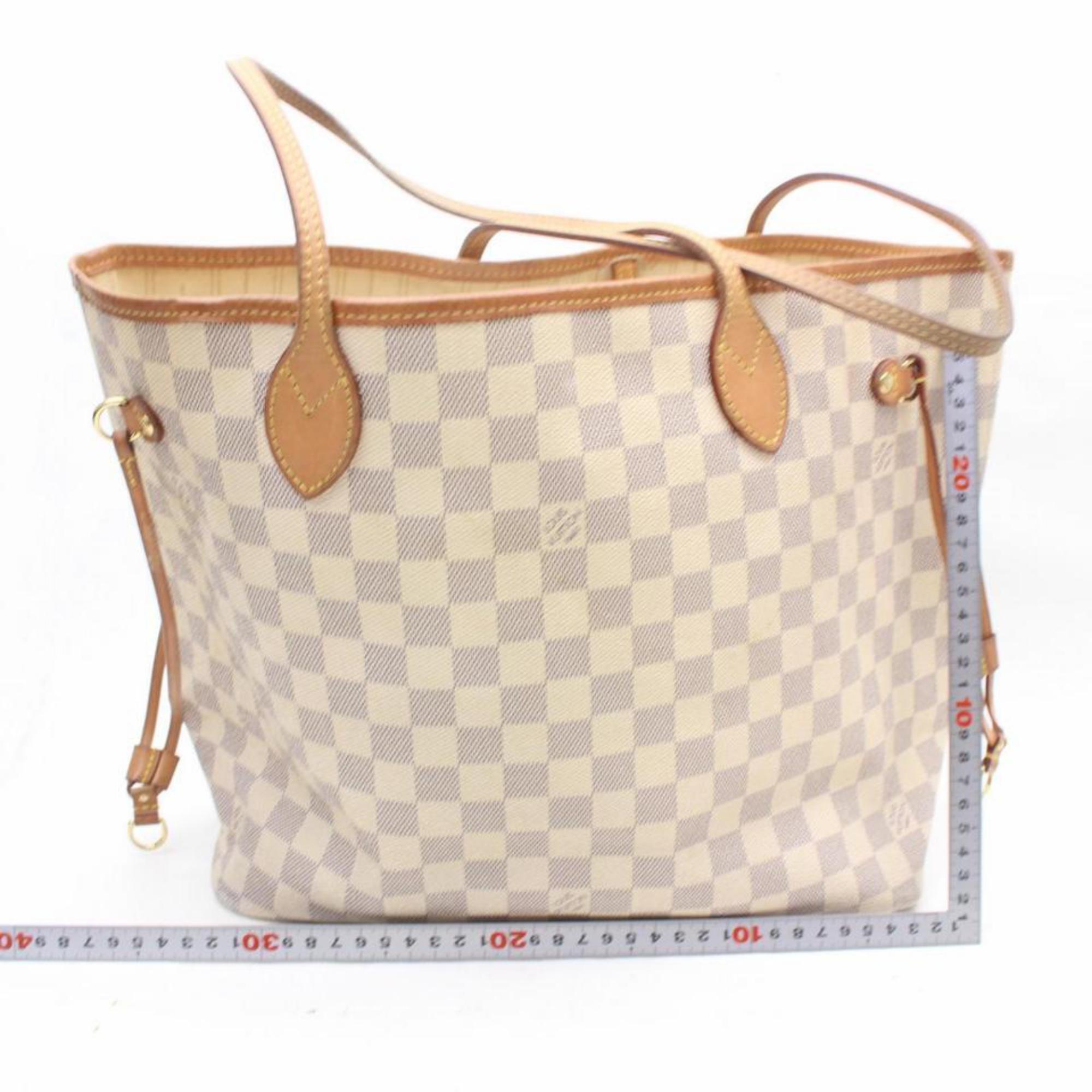 Louis Vuitton Neverfull Damier Azur Mm 869418 Whites Coated Canvas Tote For Sale 2