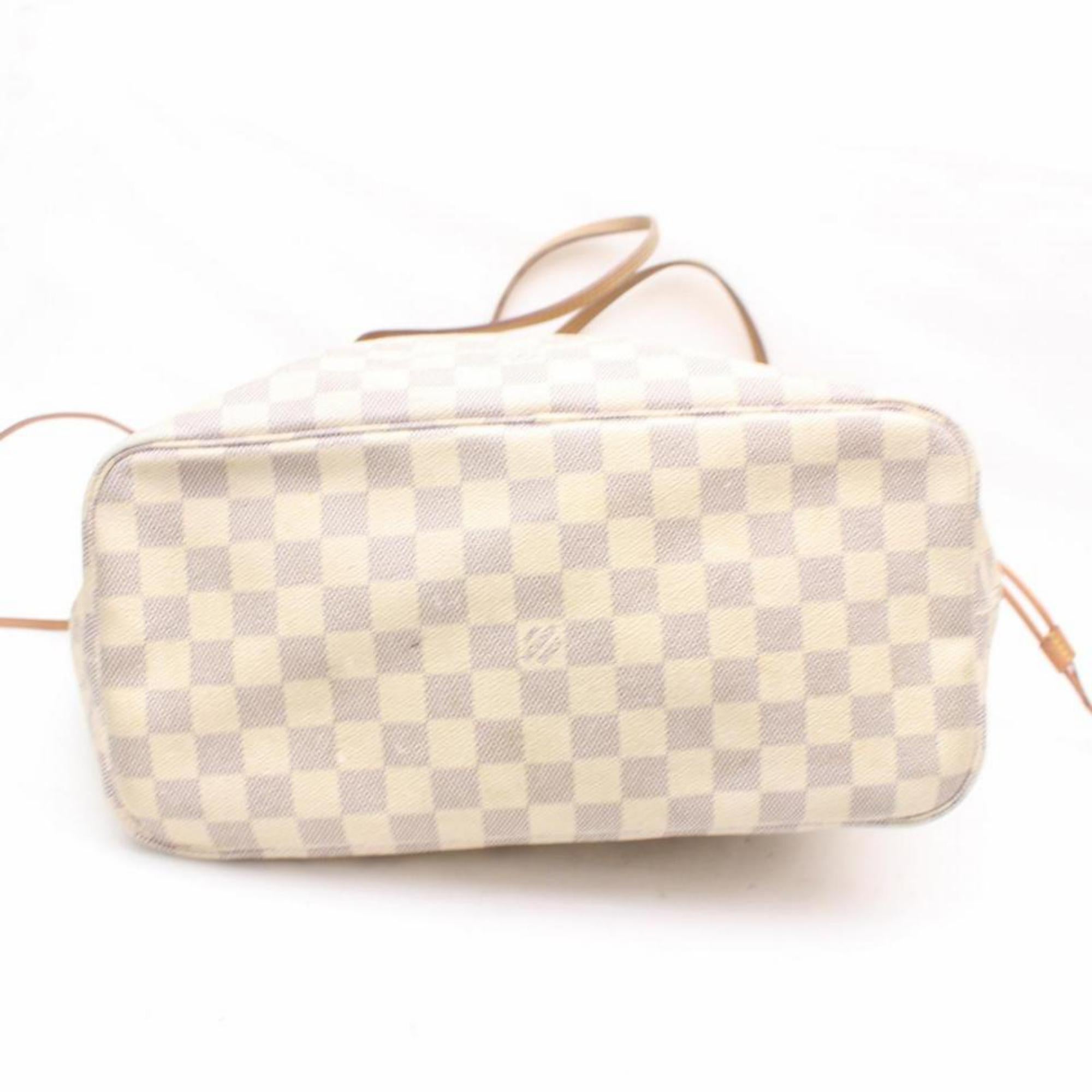 Louis Vuitton Neverfull Damier Azur Mm 869418 Whites Coated Canvas Tote For Sale 3