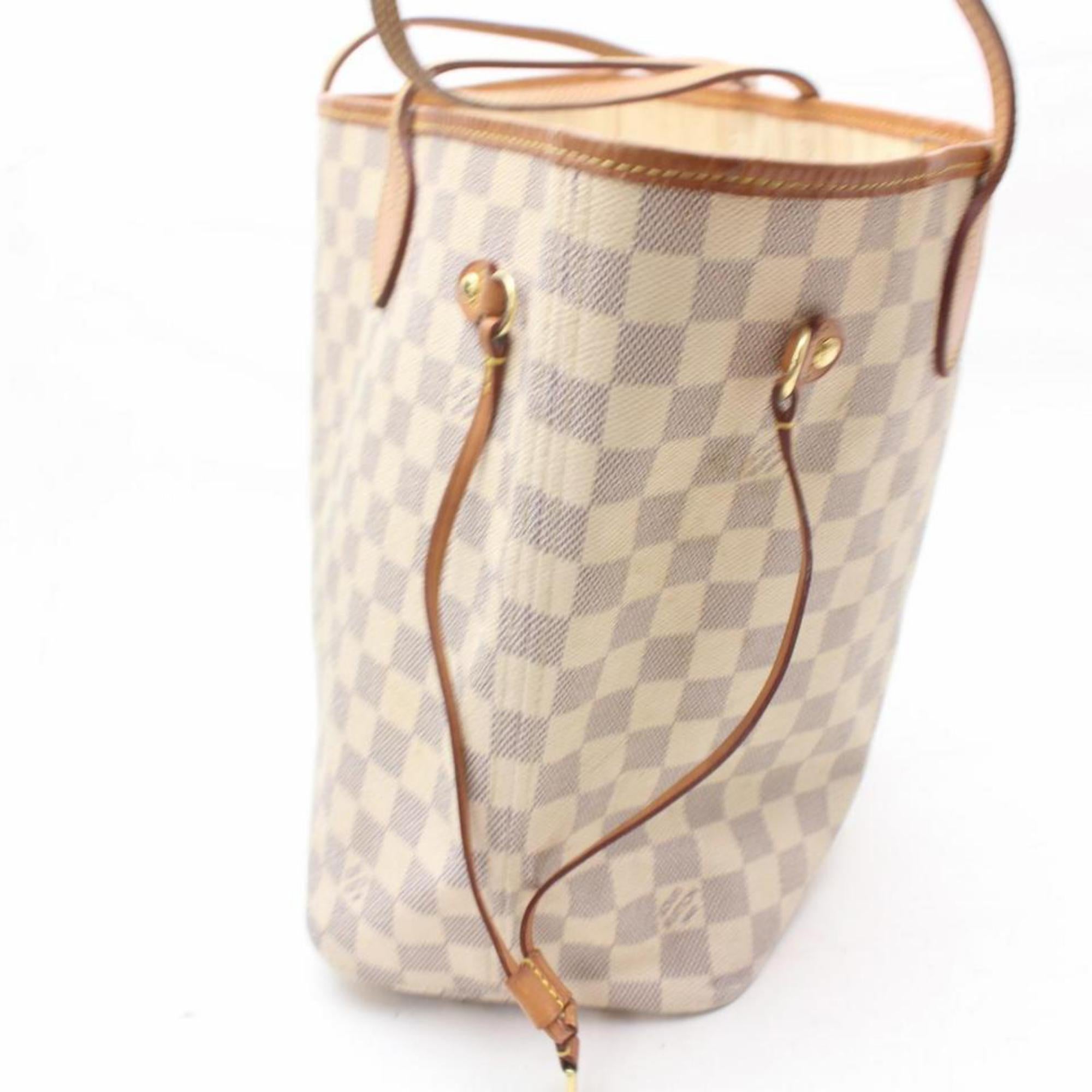 Louis Vuitton Neverfull Damier Azur Mm 869418 Whites Coated Canvas Tote For Sale 4