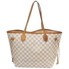 Louis Vuitton Neverfull Damier Azur Mm Everyday 868986 White Coated Canvas Tote