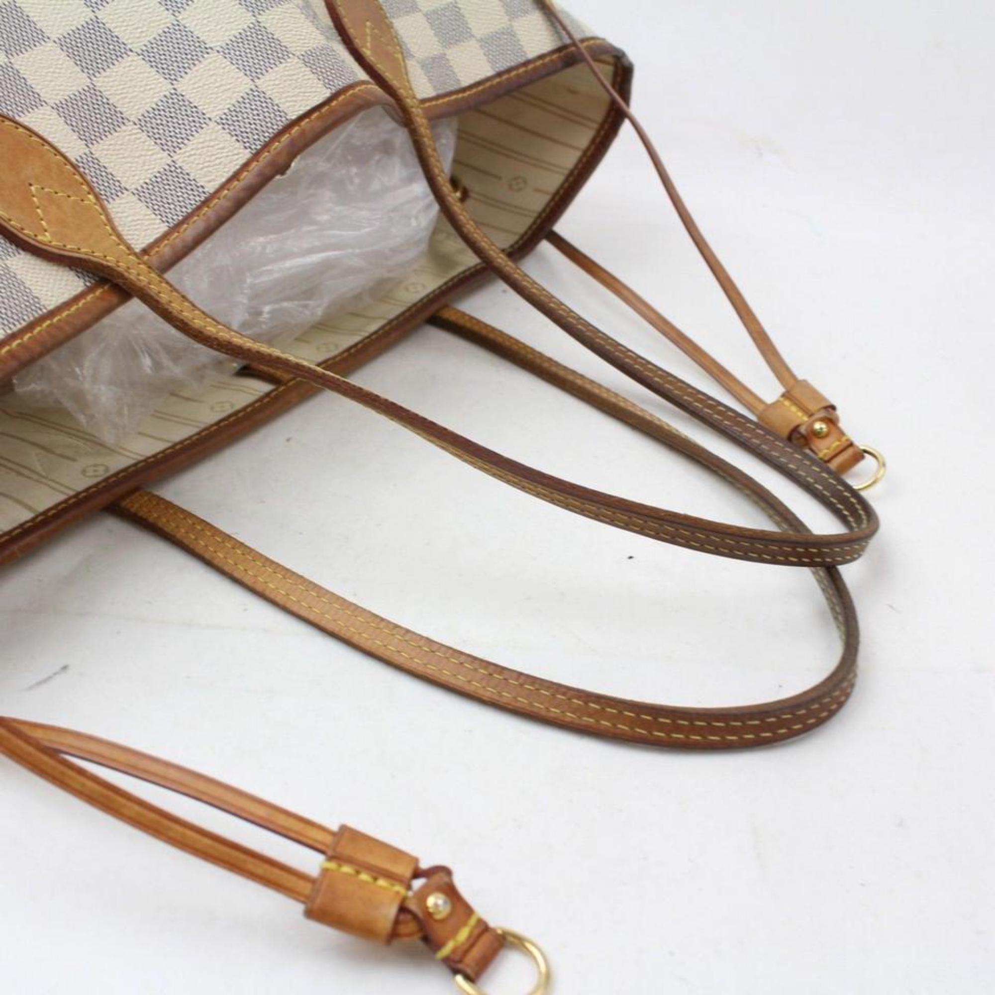 Louis Vuitton Neverfull Damier Azur Mm Everyday Shopper 868990 Canvas Tote In Good Condition For Sale In Forest Hills, NY