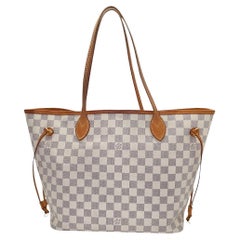 Louis Vuitton Neverfull Damier Azur MM Tote Rose Beige