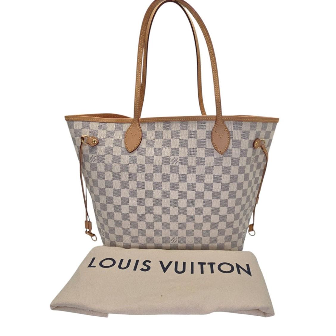 Gray Louis Vuitton Neverfull Damier Azur MM Tote Rose Ballerine