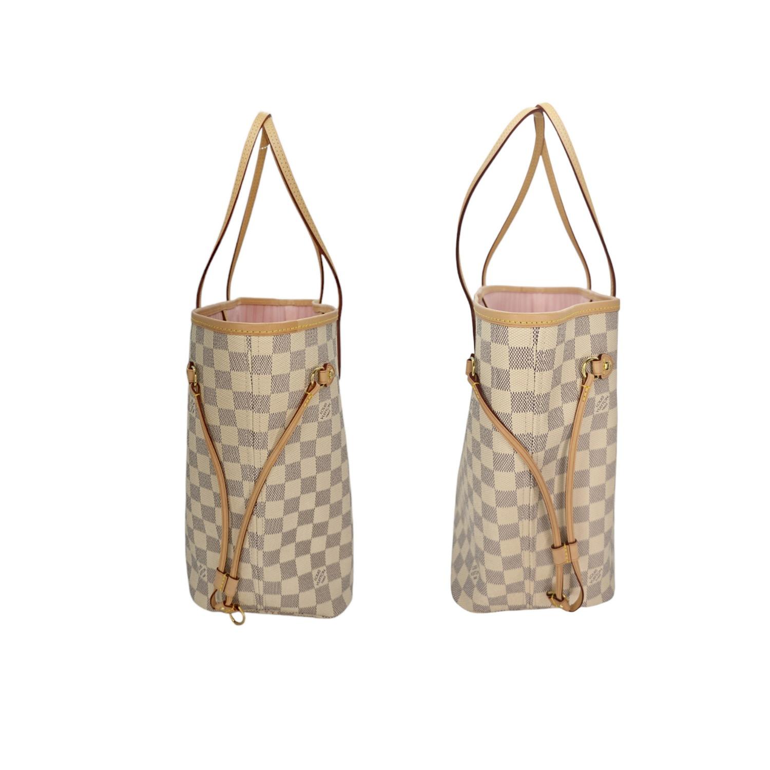 Louis Vuitton Neverfull Damier Azur MM Tote Rose Ballerine en Excelente Estado en Scottsdale, AZ