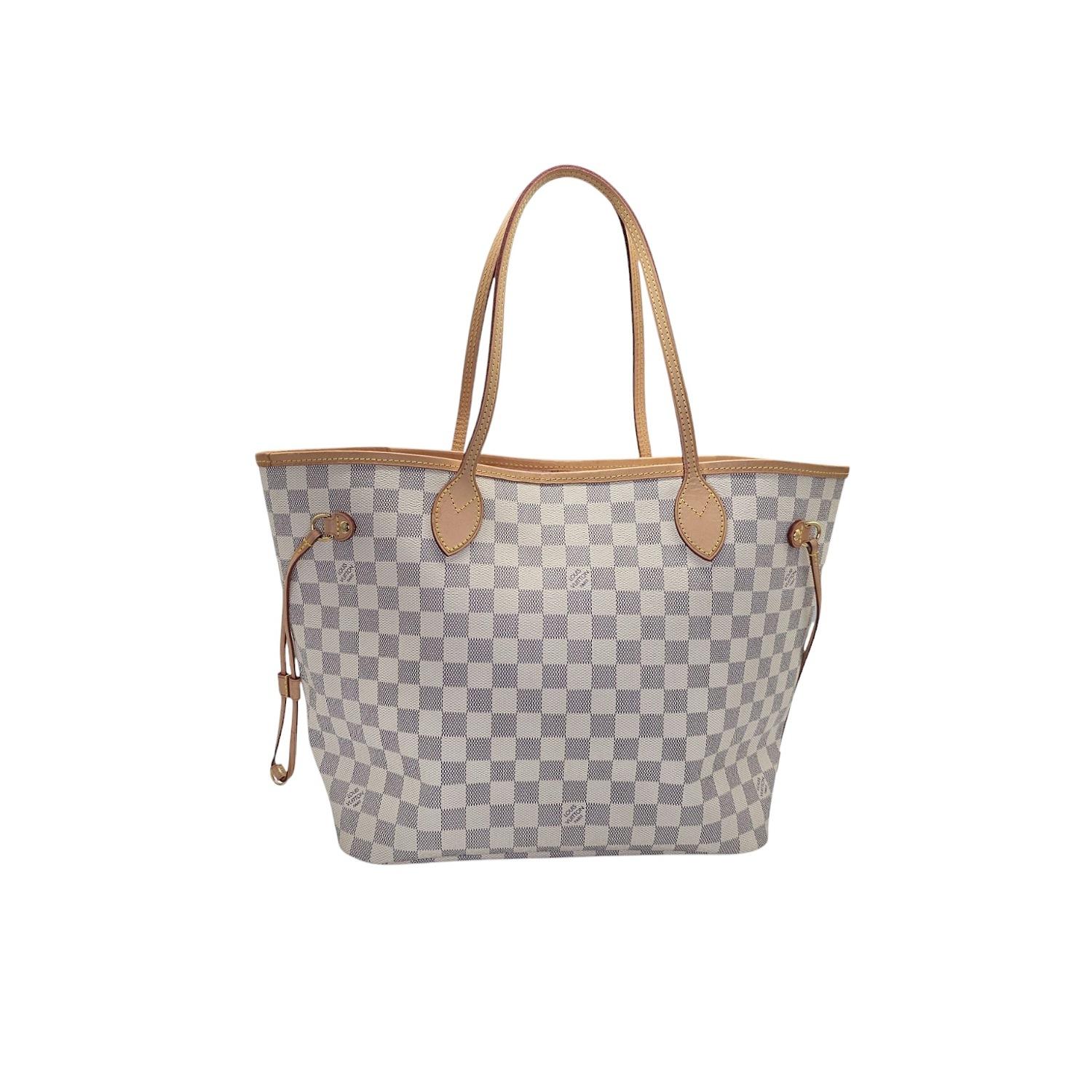 Louis Vuitton Neverfull Damier Azur MM Tote Rose Ballerine In Good Condition In Scottsdale, AZ