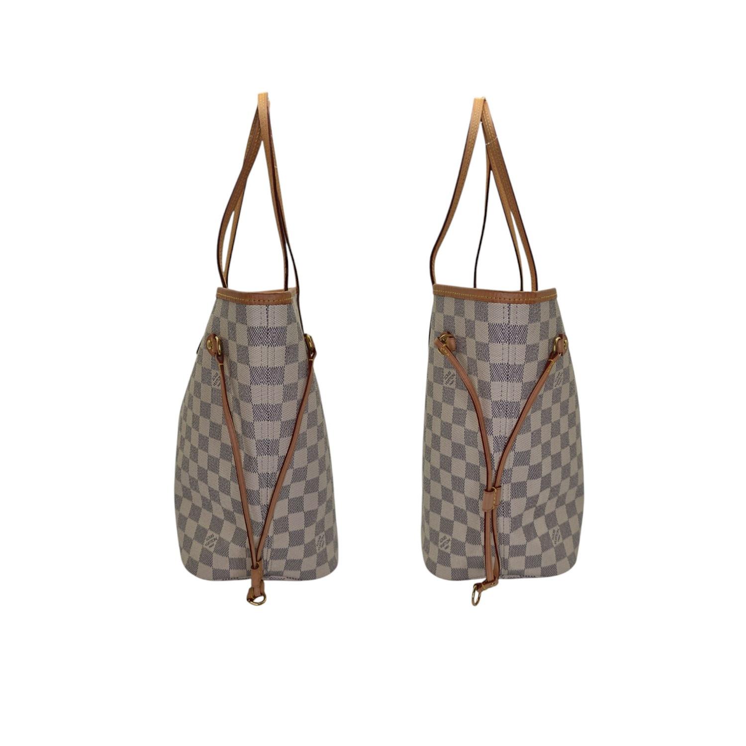 Women's Louis Vuitton Neverfull Damier Azur MM Tote Rose Ballerine