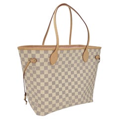 Louis Vuitton Neverfull Damier Azur MM Tote Rose Ballerine