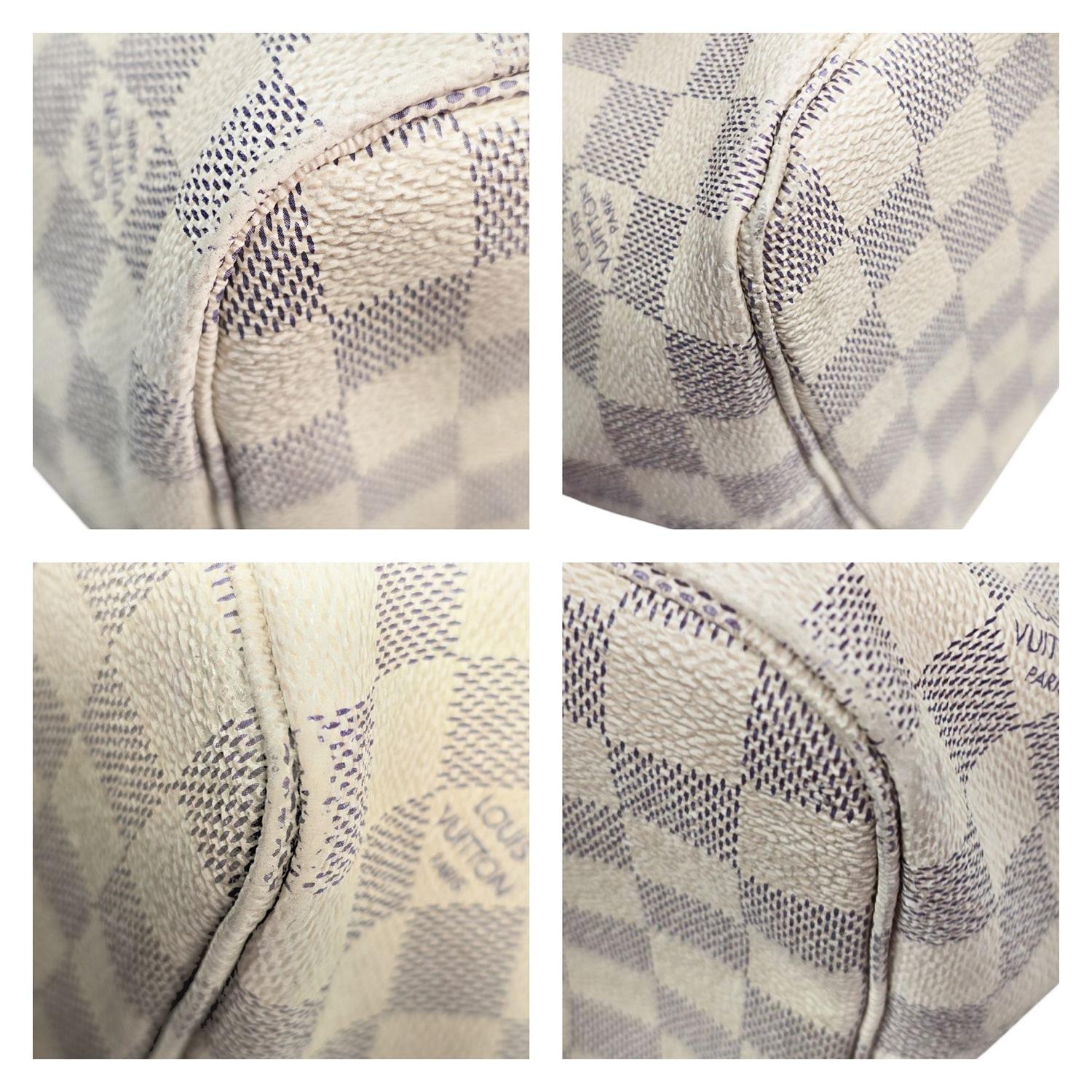 Louis Vuitton Neverfull Damier Azur MM Tote Rose Beige For Sale 6