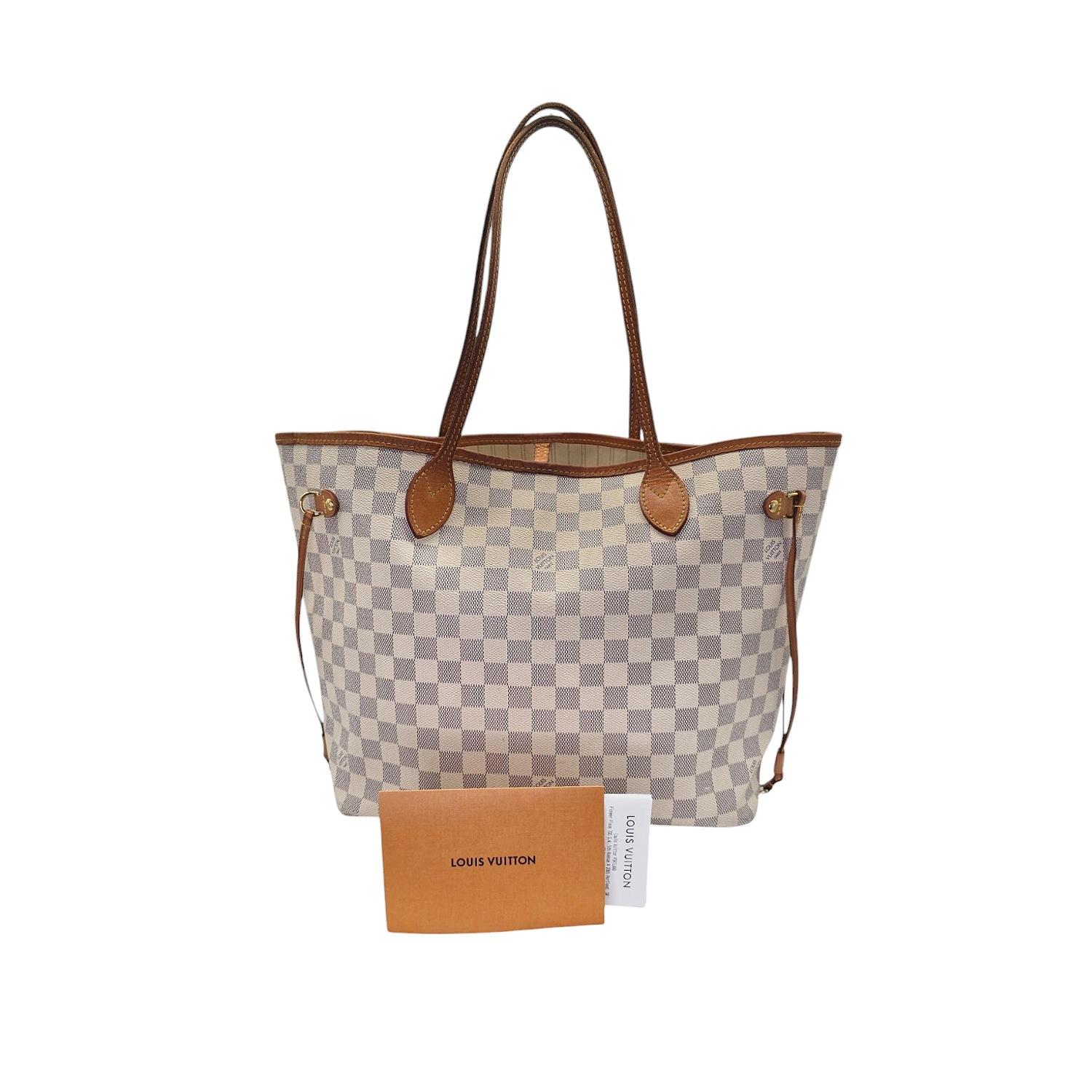 Louis Vuitton Neverfull Damier Azur MM Tote Rose Beige For Sale 5