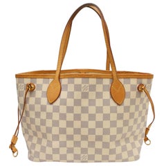 Louis Vuitton Neverfull Damier Azur Pm 869106 White Coated Canvas Tote