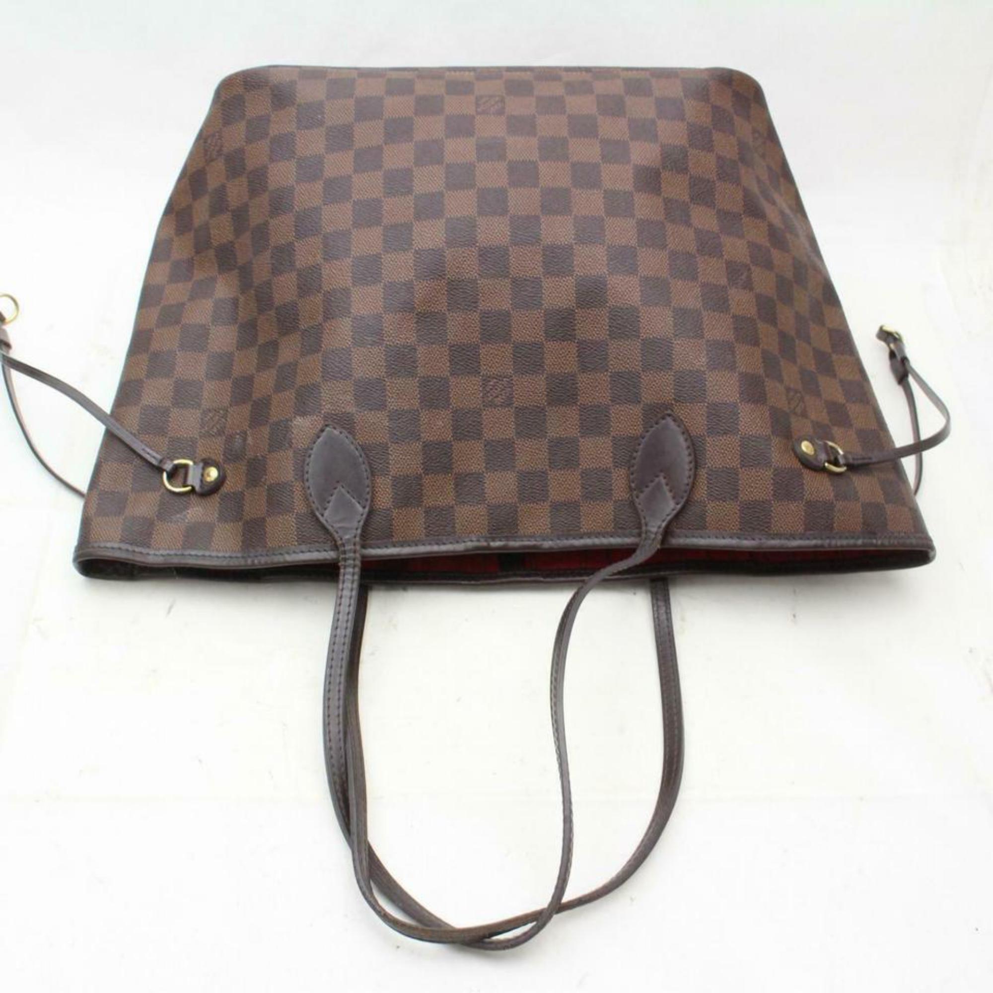 Women's Louis Vuitton Neverfull Damier Ebene Mm 870446 Brown Coated Canvas Shoulder Bag For Sale