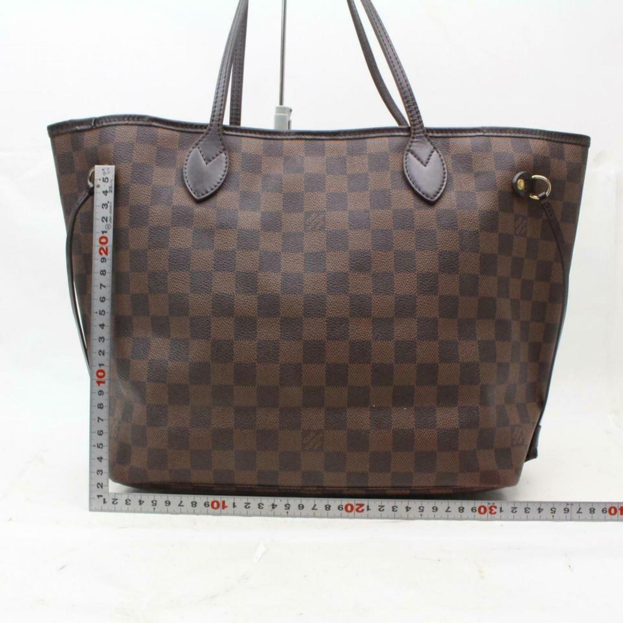 Louis Vuitton Neverfull Damier Ebene Mm 870446 Brown Coated Canvas Shoulder Bag For Sale 1