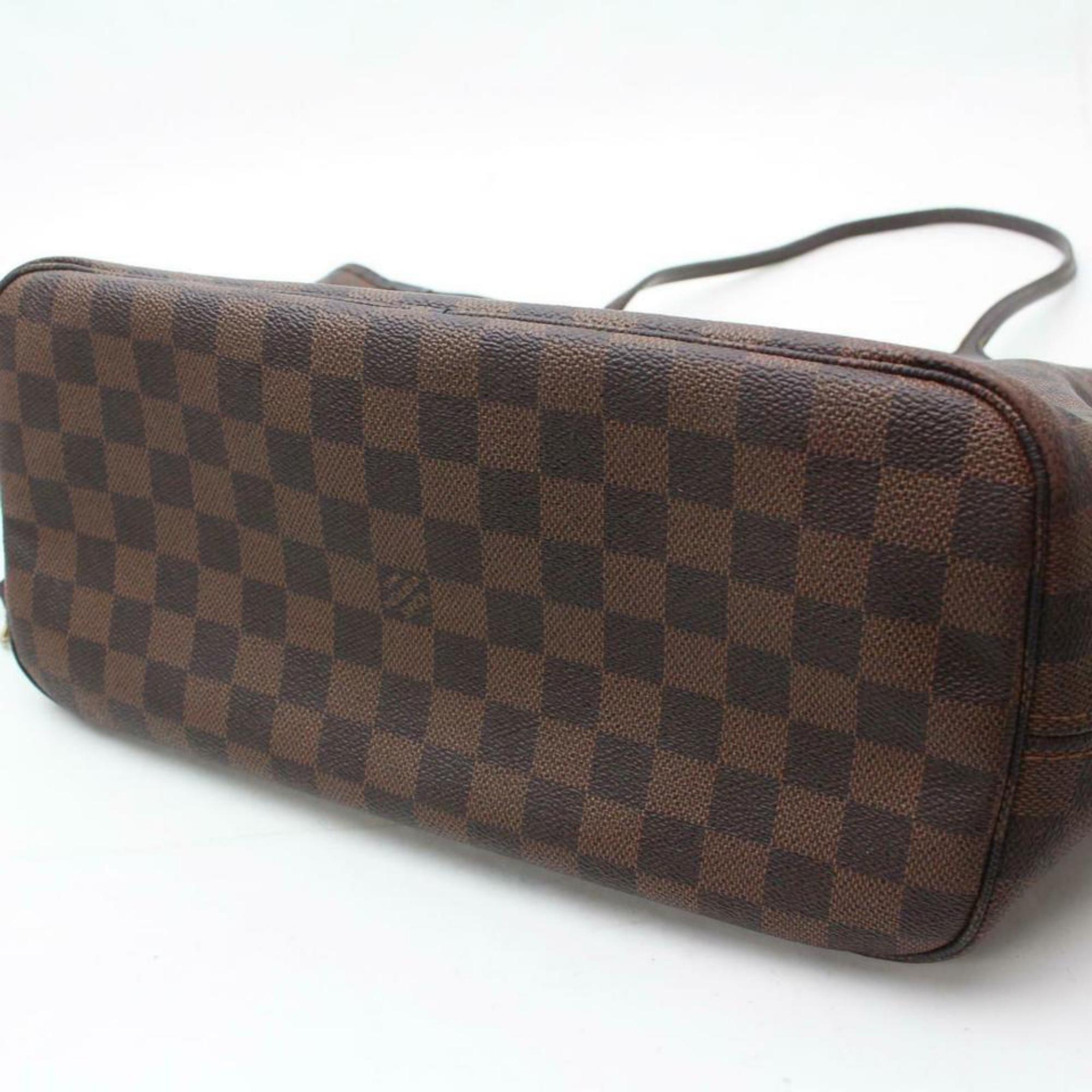 Louis Vuitton Neverfull Damier Ebene Mm 870446 Brown Coated Canvas Shoulder Bag For Sale 2