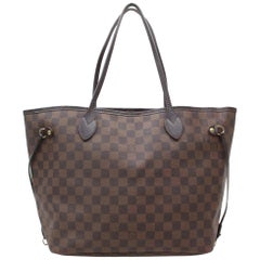 Vintage Louis Vuitton Neverfull Damier Ebene Mm 870446 Brown Coated Canvas Shoulder Bag