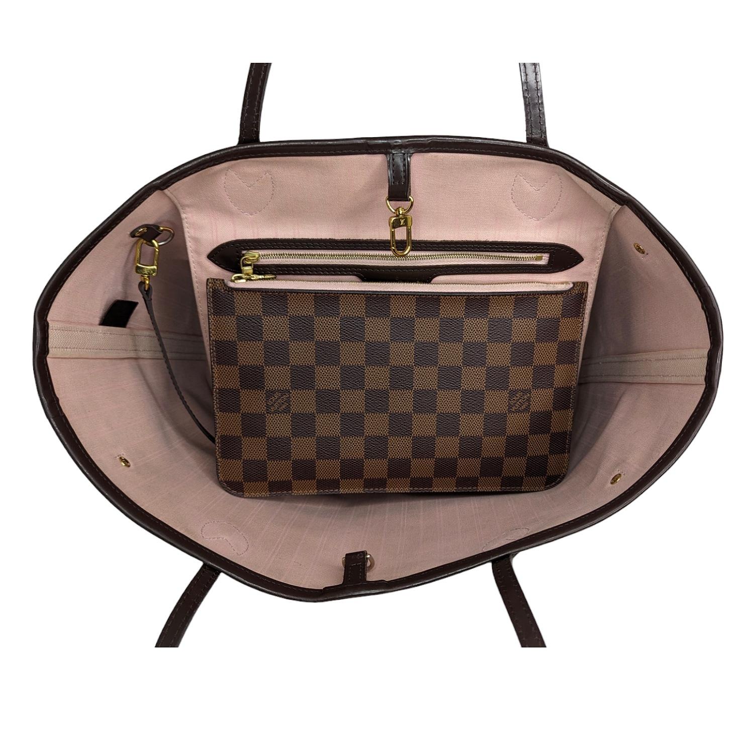 Louis Vuitton Neverfull Damier Ebene MM Tote with Pouch For Sale 2