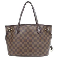 Vintage Louis Vuitton Neverfull Damier Ebene Pm 870039 Brown Coated Canvas Tote
