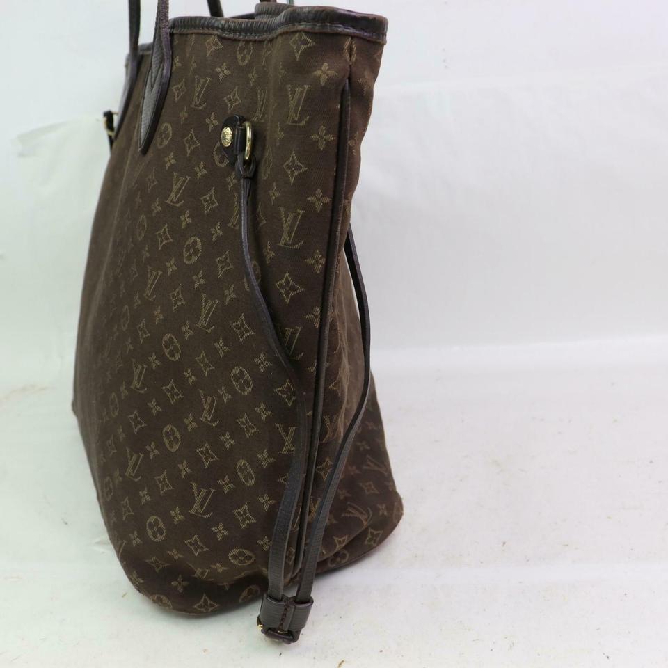 Louis Vuitton Neverfull Ebene Idylle Mm 871291 Brown Monogram Mini Lin Canvas In Good Condition In Dix hills, NY
