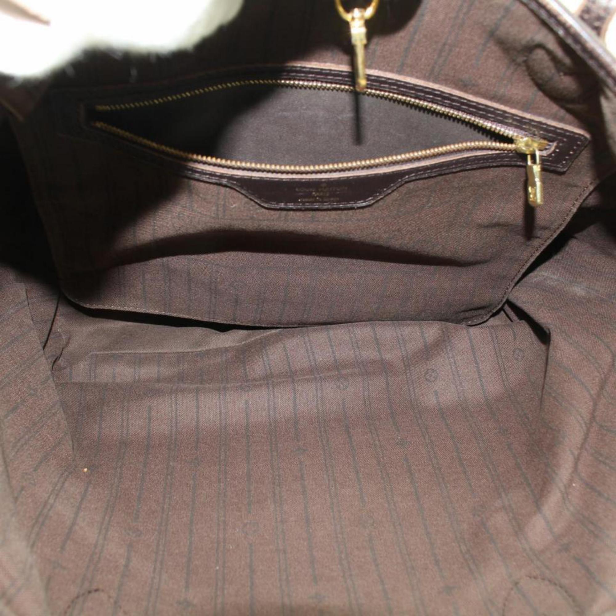 Gray Louis Vuitton Neverfull Ebene Monogram Mini Lin Mm 869663 Brown Canvas Tote For Sale
