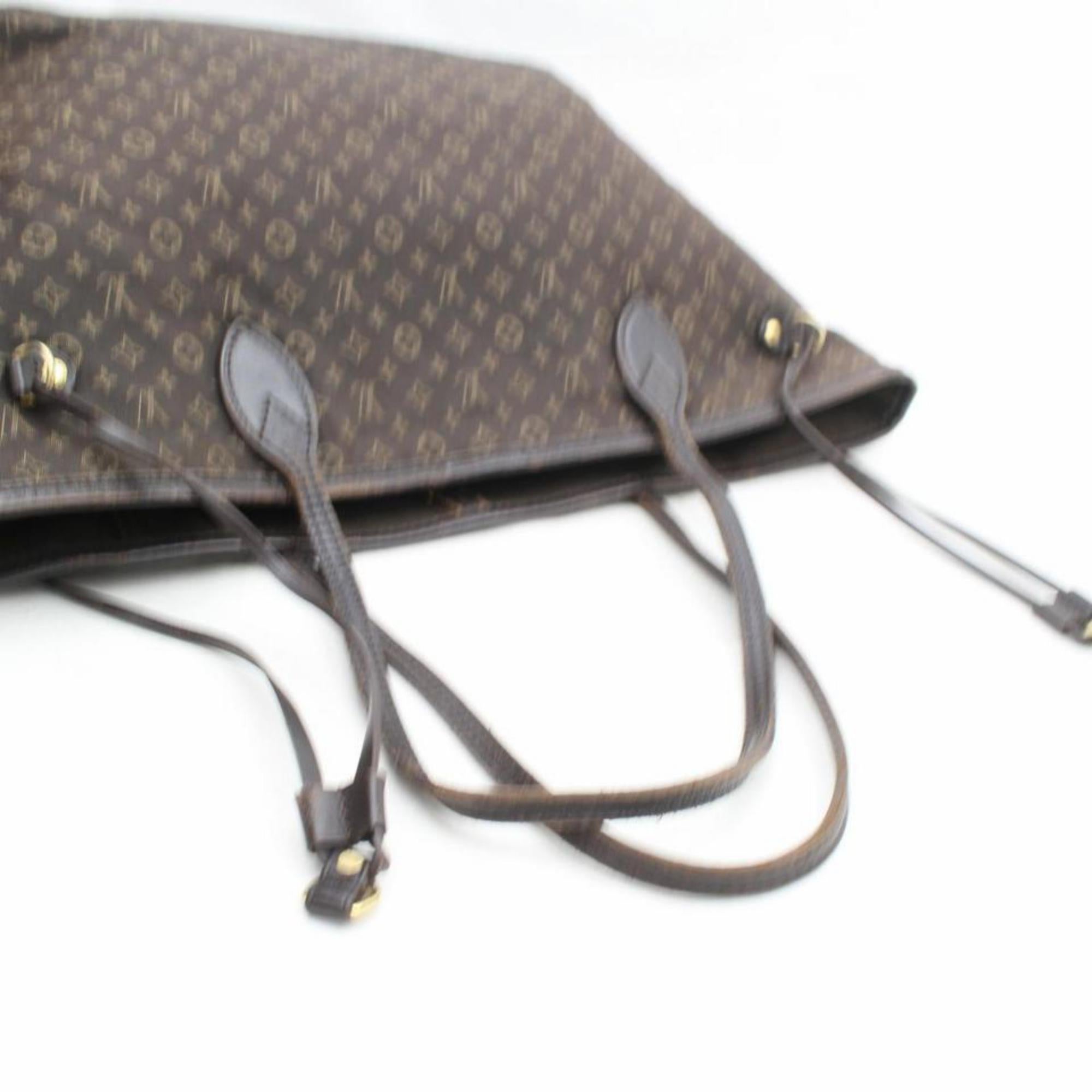 Women's Louis Vuitton Neverfull Ebene Monogram Mini Lin Mm 869663 Brown Canvas Tote For Sale