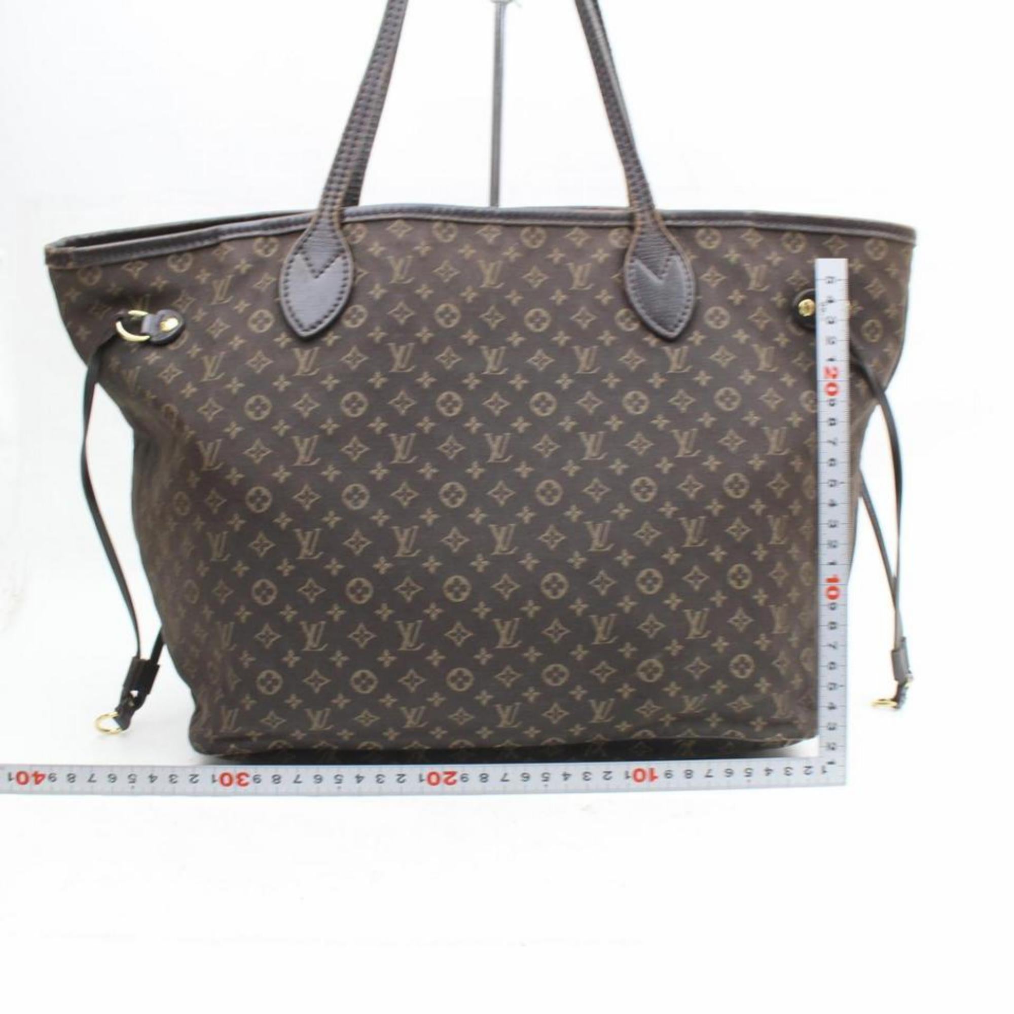 Louis Vuitton Neverfull Ebene Monogram Mini Lin Mm 869663 Brown Canvas Tote For Sale 1