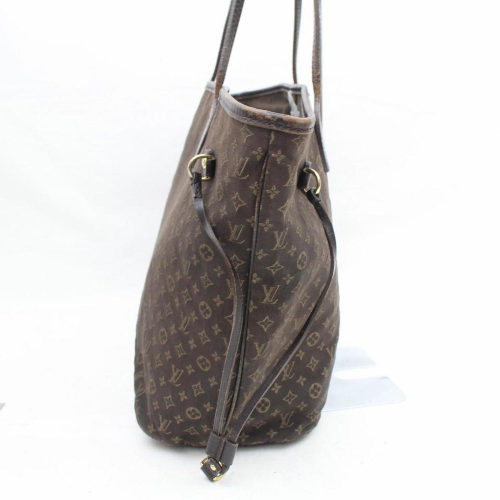 Louis Vuitton Neverfull Ebene Monogram Mini Lin Mm 869663 Brown Canvas Tote For Sale 3