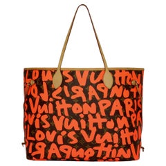 Used Louis Vuitton Neverfull GM Bag in Monogram Graffiti with Orange Interior 2009