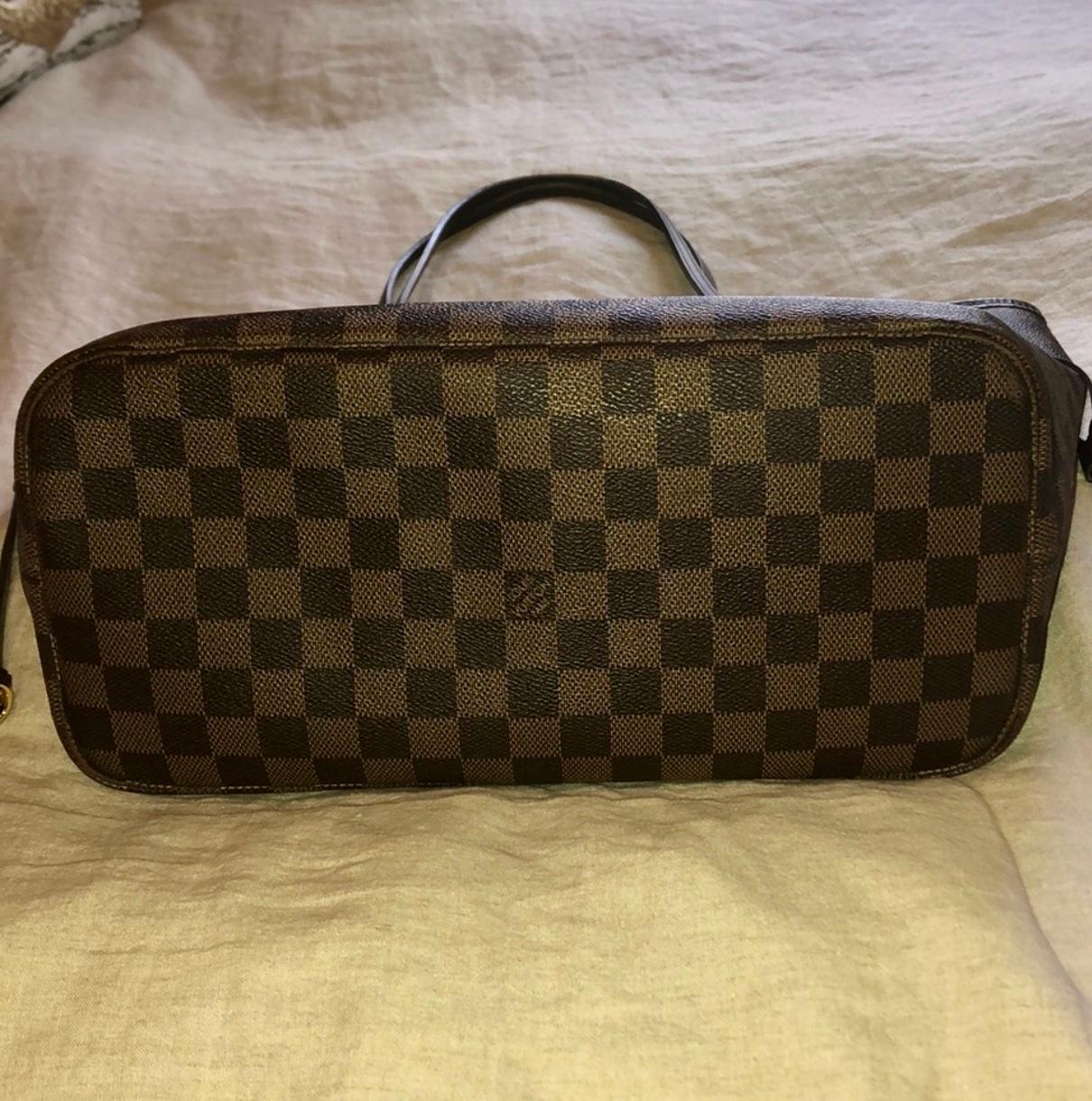 Black LOUIS VUITTON  Neverfull GM Huge Shoulder Bag Damier Ebene, Red Interior