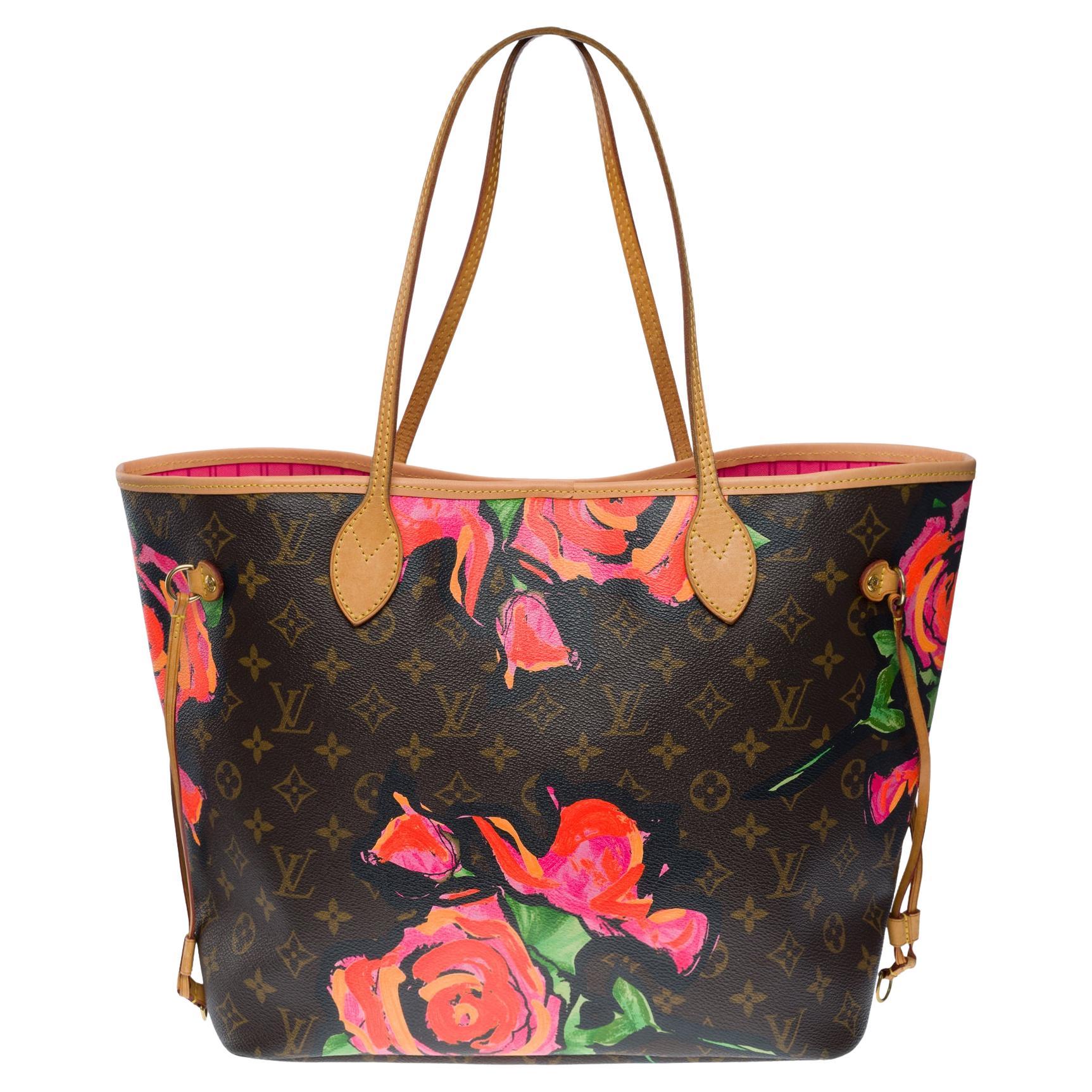 Louis Vuitton Neverfull Limited Edition Roses by Stephen Sprouse in brown canvas