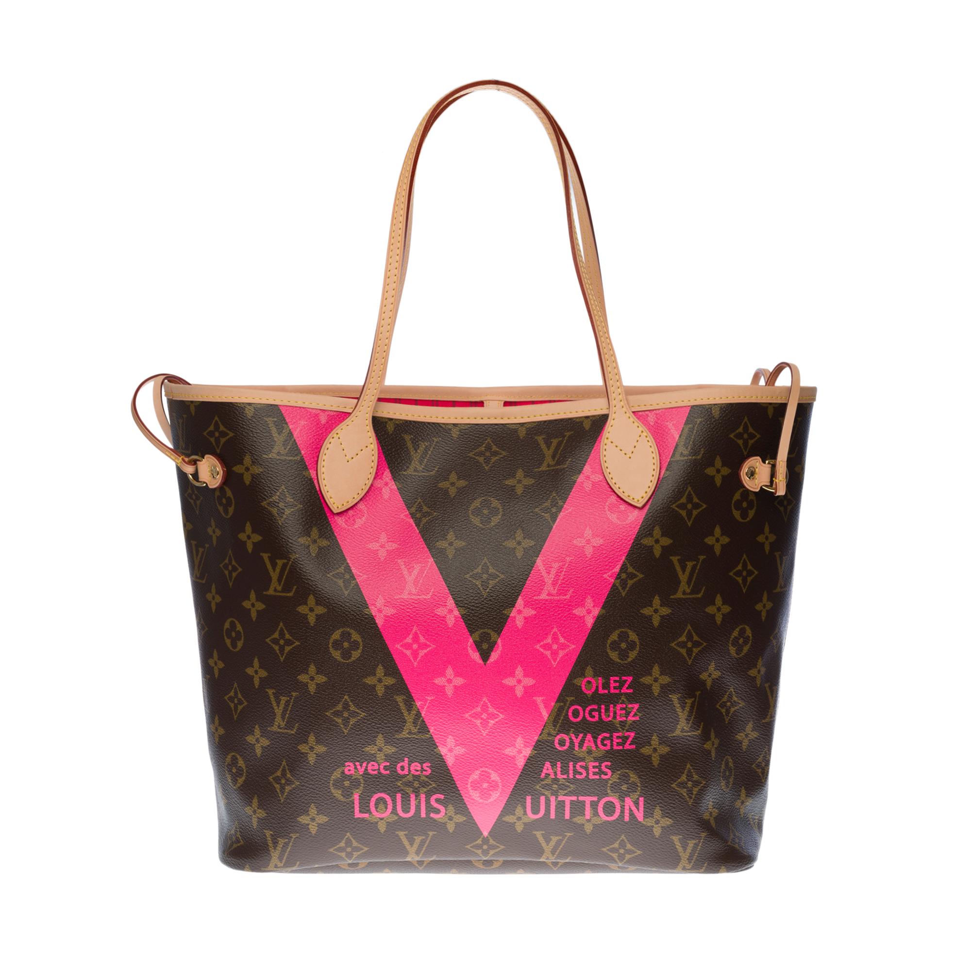 COLLECTOR (Only 250 pieces over the world) -  Limited Edition Saint-Tropez Fuchsia 2016

 Superb Louis Vuitton Neverfull MM Monogram Canvas Tote Bag Limited Edition V Fuchsia 