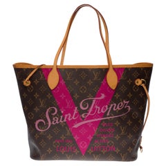 Louis Vuitton Neverfull Limited Edition "Saint Tropez" Hot Pink Tote with pouch