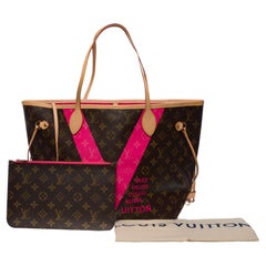 Fourre-tout Louis Vuitton Neverfull « Saint Tropez » rose vif avec pochette, édition limitée