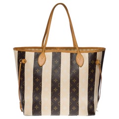 Louis Vuitton Neverfull Limited Edition Stripes Tote bag in brown canvas, GHW