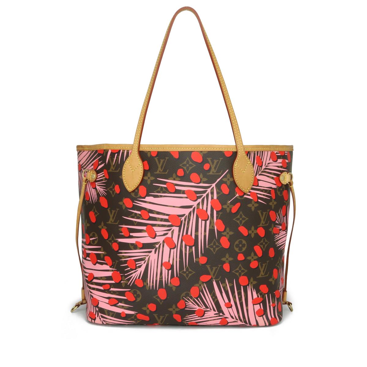 Louis Vuitton Neverfull MM Bag in Monogram Jungle Dots with Rose Ballerine Interior with Gold-Tone Hardware 2016 Limited Edition.

This bag is in very good condition.

Finding this particular style bag in excellent condition becomes extremely