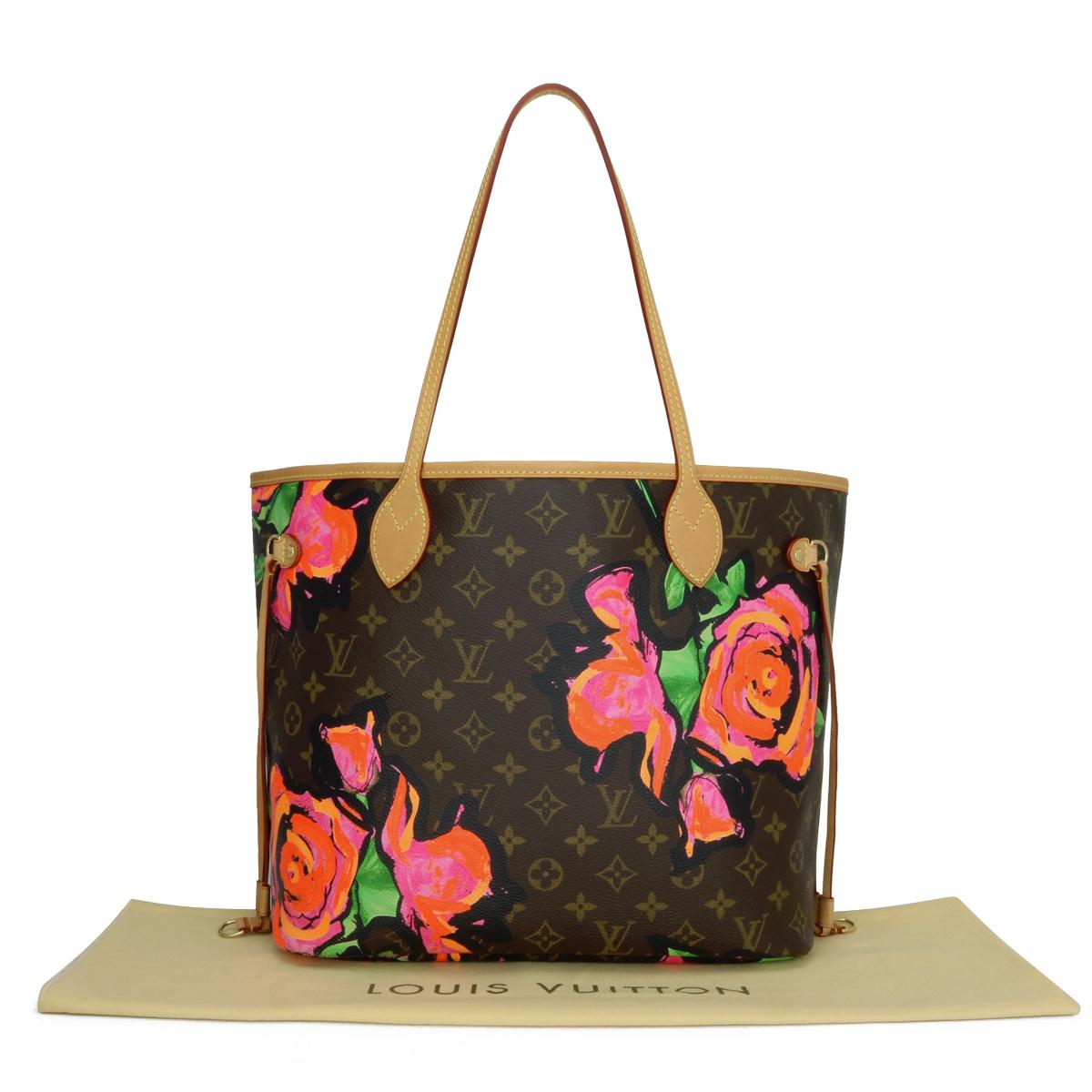 Louis Vuitton x Stephen Sprouse Neverfull MM Bag in Monogram Roses with Pink Interior with Gold Hardware 2009 Limited Edition.

This bag is in very good condition.

Finding this particular style bag in excellent condition becomes extremely difficult