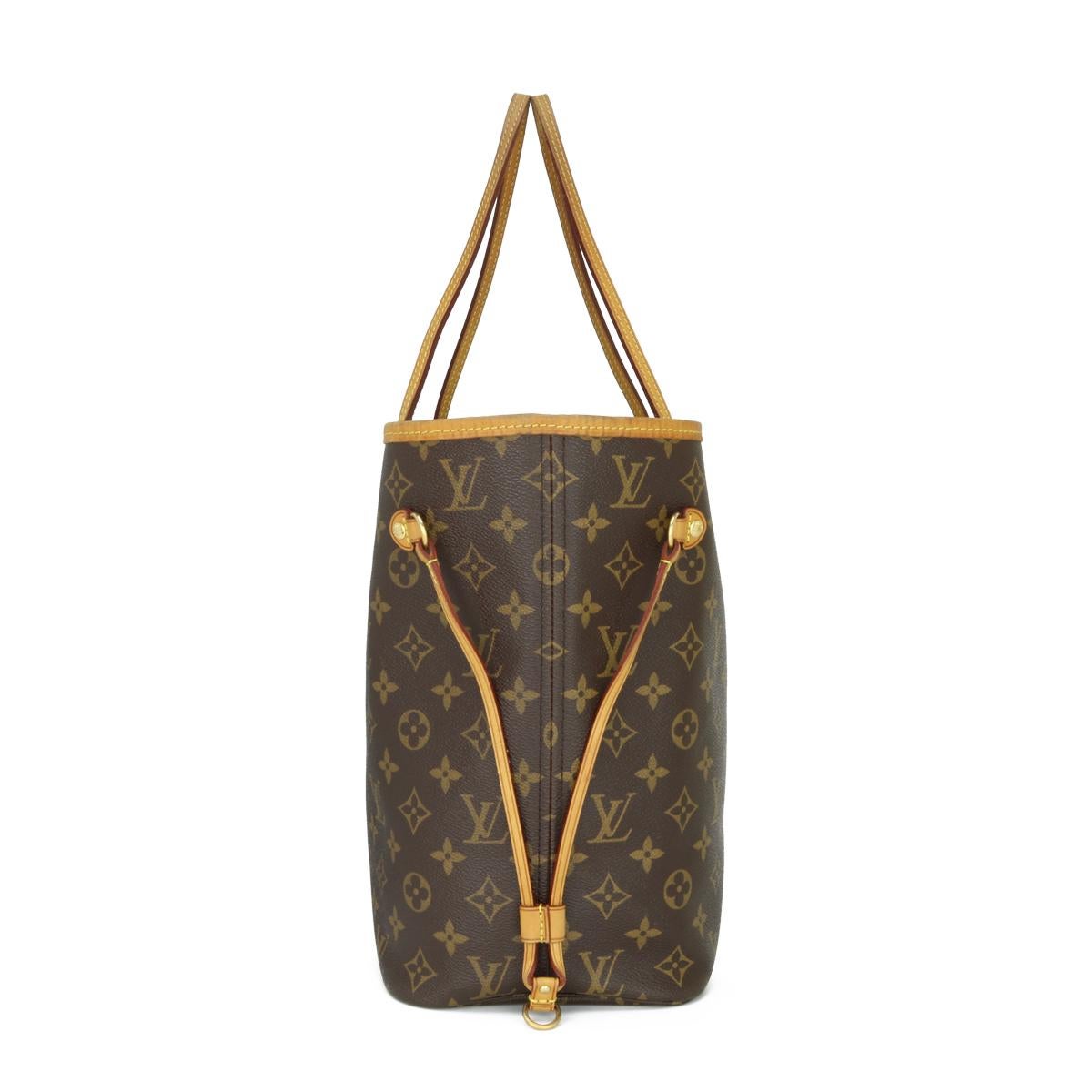Black Louis Vuitton Neverfull MM Bag in Monogram with Beige Interior 2014