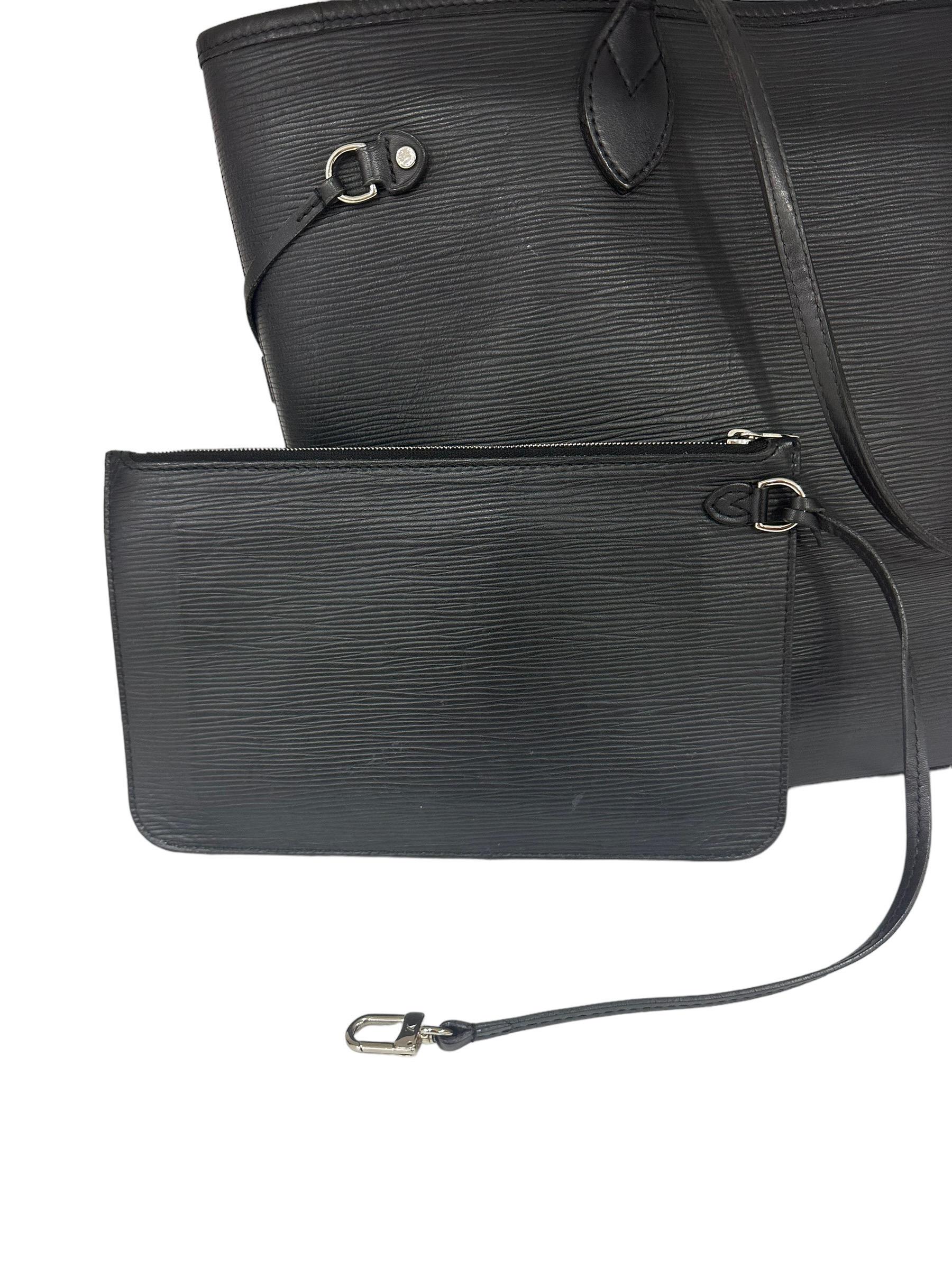 Louis Vuitton Neverfull MM Black Epi Leather Shoulder Bag 8