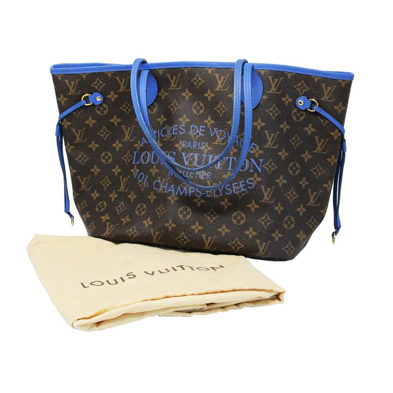 Louis Vuitton Neverfull MM Blue Voyage Tote Limited Edition in Dust Bag at 1stdibs