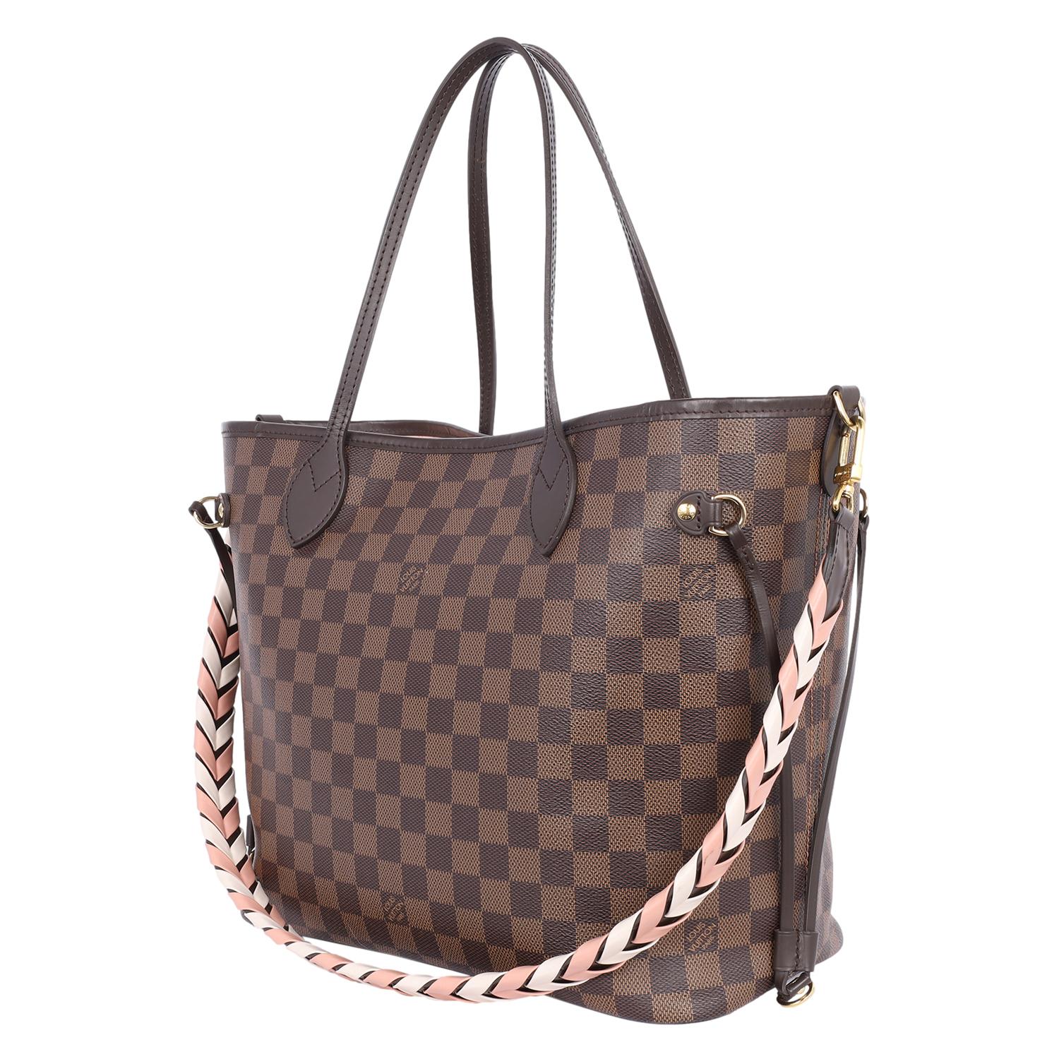 Louis Vuitton Neverfull MM Braided Handle Damier Ebene Brown 5