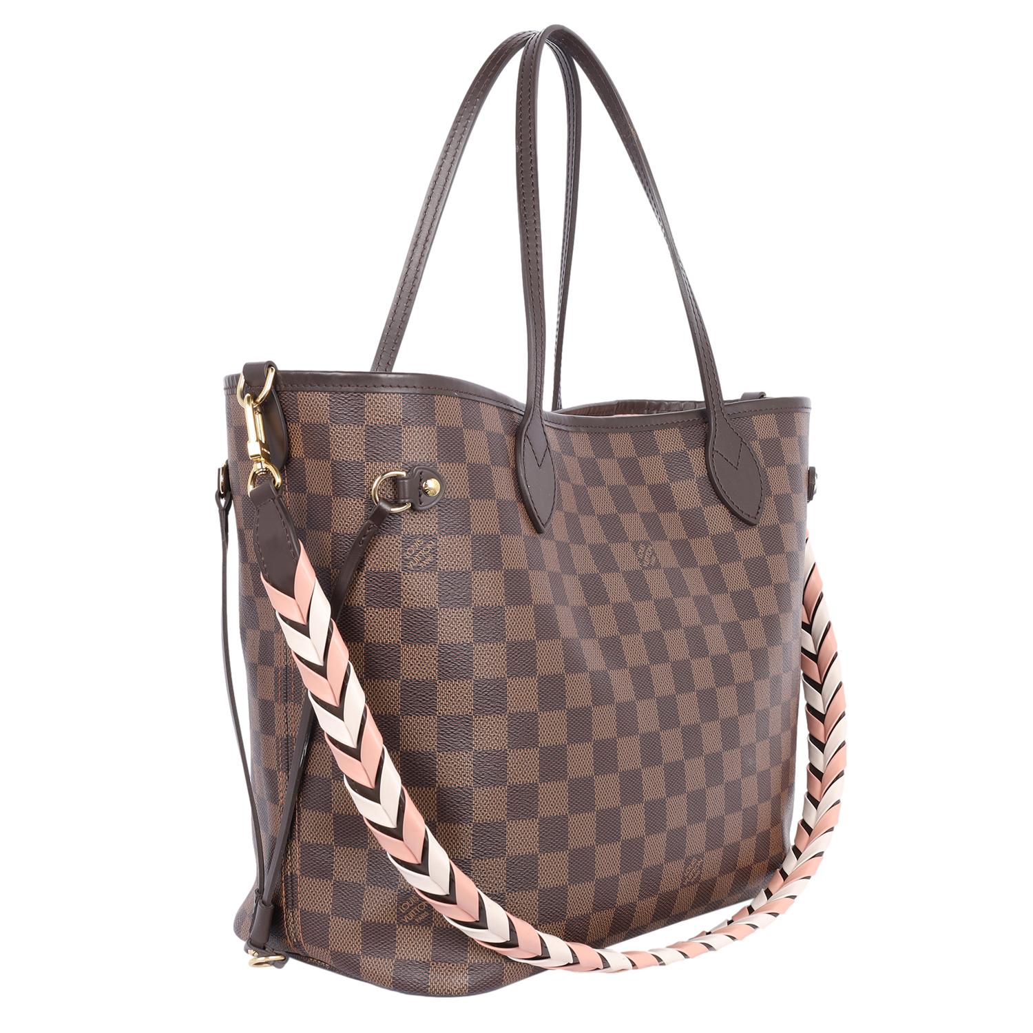 Louis Vuitton Neverfull MM Braided Handle Damier Ebene Brown 1