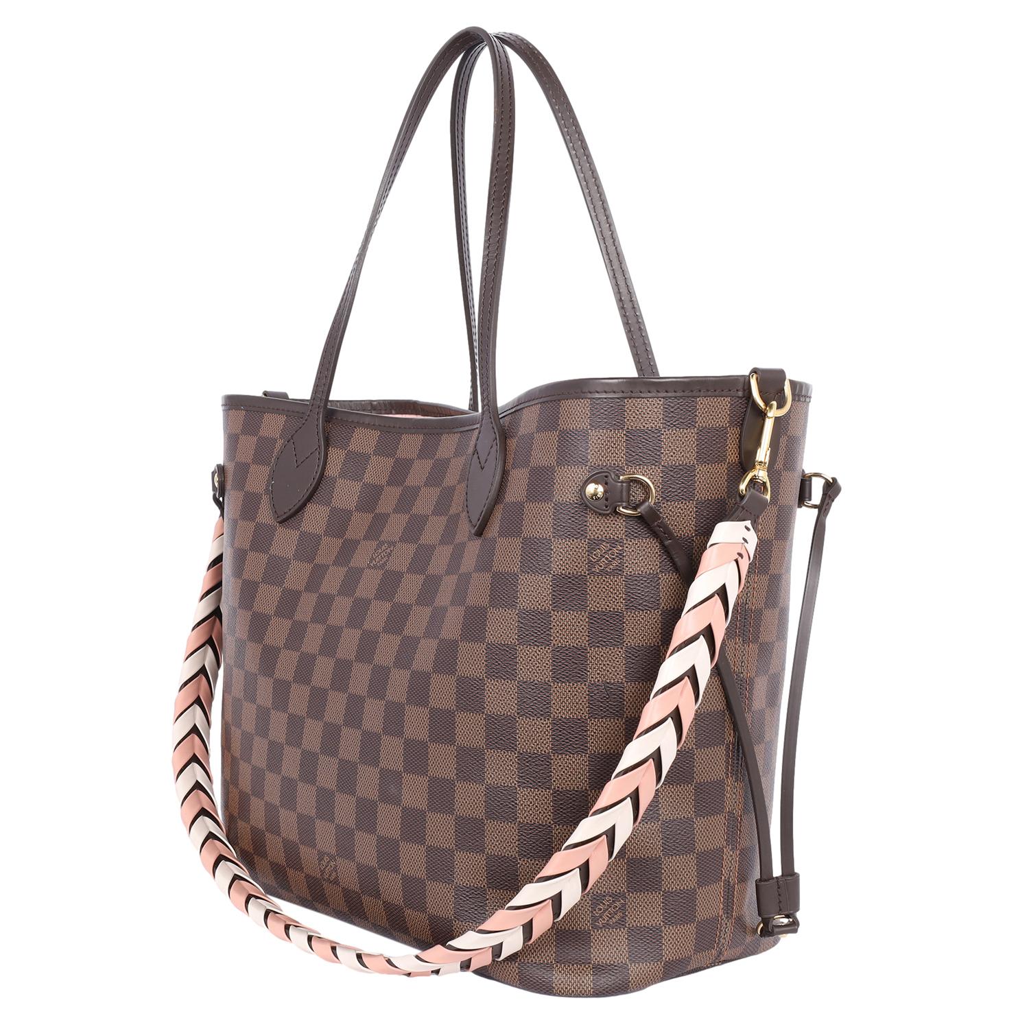 Louis Vuitton Neverfull MM Braided Handle Damier Ebene Brown 2